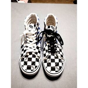 Vans Unisex Blue & Black Hi Top Skateboard Shoe Men 10.5 Women 12 Graphic Preppy